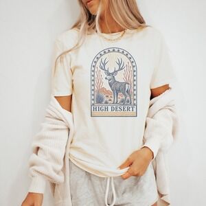 Woodcut Style Vintage Style Deer Boho Tee